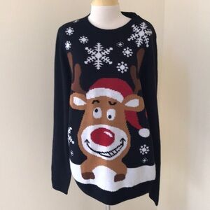 Jake Austin large black combo Christmas sweater